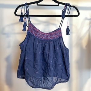 FREE PEOPLE cropped tie-strap tank top- size S